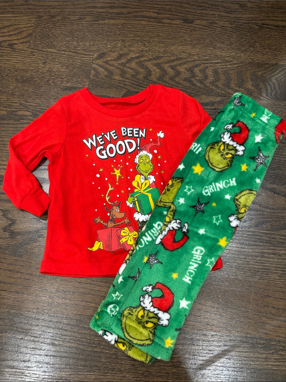Kids Red and Green Grinch Pajama Set - Holiday Sleepwear